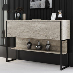 Giga Meubel - Dressoir Travertinlook - Luxe - Zwart - 120x30x80cm