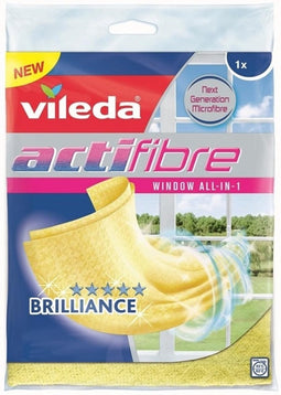 Cleaning cloth Vileda Actifibre 168890 Glass Yellow Microfibres