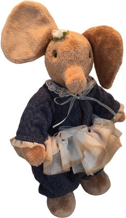 Clemens Knuffelolifant - 30 Cm - Pluche - Bruin/Blauw