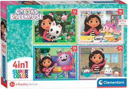 Clementoni - Gabby’s Dollhouse Legpuzzel - Gabbys Poppenhuis Kinderpuzzel - 4 Puzzels van 12 tot 24 Stukjes - 3-6 jaar
