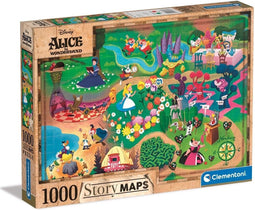 Clementoni - Puzzel 1000 Stukjes - Disney Maps Alice - Puzzel Voor Volwassenen en Kinderen - 14-99 jaar
