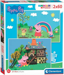 Clementoni - Puzzel 2X60 Stukjes Peppa Pig, Kinderpuzzels, 4-6 jaar, 21622