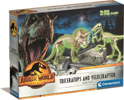 Clementoni Wetenschap & Spel, Jurassic World - 3, Dinosaurussen Set, Triceratops en Velociraptor, 6+ Jaar, 19289