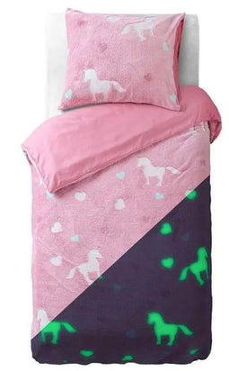 Sleeptime Glow in the Dark Unicorn Dekbedovertrek - 140x200/220 + 1 kussensloop 60x70 - Roze