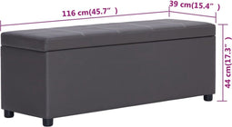 vidaXL - Bankje - met - opbergvak - 116 - cm - kunstleer - grijs