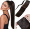 Clip-In Paardenstaartverlenging - 55CM - 100 Gram - Kleur #2 Donkerbruin - Verfbaar - Clip-in