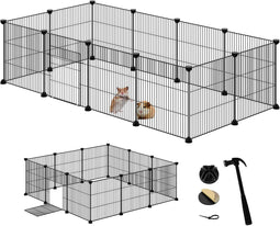 Eugad Puppyren & Knaagdierenren - Opvouwbare Speelren 142x72x36 cm - Zwart - 12 Panelen