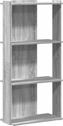 vidaXL - Boekenkast - 3-laags - 60x30x120 - cm - bewerkt - hout - grijs - sonoma - eiken