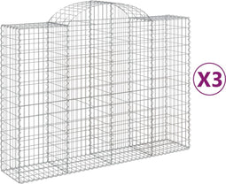 vidaXL - Schanskorven - 3 - st - gewelfd - 200x50x140/160 - cm - ijzer