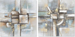 Schilderij DKD Home Decor Abstract 80 x 3 x 80 cm Modern (2 Stuks)
