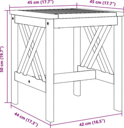 vidaXL - Tuin - Bijzettafel - Bruin - 45x45x50 - cm - Massief - Acaciahout