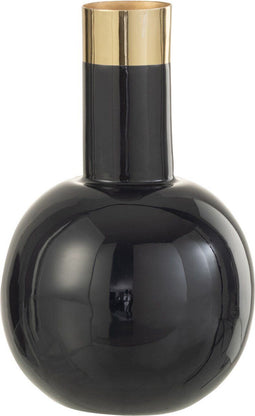 J-Line vaas Goud Boord - metaal - donkerblauw - 17.5 cm hoog