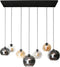Hanglamp 7 Lampen - Multi Globe XL - Artic Zwart - Metaal - Glas - Woonkamer - Keuken - LED Lichtbron - In Hoogte verstelbaar tot 150 cm - Exclusief Lichtbron - Voedingstype Netstroom