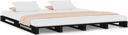 vidaXL - Palletbed - massief - grenenhout - zwart - 140x190 - cm