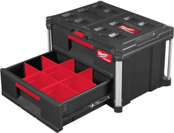 Milwaukee PACKOUT™ - Gereedschapskoffer met 2 lades - Vergrendelbare veiligheidsstang - Zwart