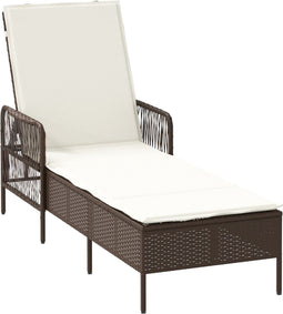 vidaXL - Ligbed - met - Kussen - Bruin - Poly - Rattan
