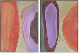 Home ESPRIT - Schilderij Modern Stads - 100 x 140 cm - Oranje Mauve (2 stuks)