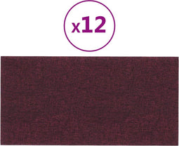 vidaXL - Wandpanelen - 12 - st - 0,54 - m² - 30x15 - cm - stof - paars