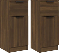 vidaXL - Dressoirs - 2 - st - 30x30x70 - cm - bewerkt - hout - bruin - eikenkleur