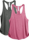 Dames Tanktop Sporttop Racerback Fitness Yoga Mouwloze Shirts, 2-Pack