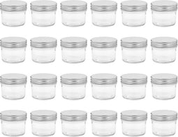 vidaXL - Jampotten - met - zilverkleurige - deksels - 24 - st - 110 - ml - glas