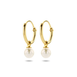 Sparkle14 Oorringen - Met Hangers Zoetwaterparel 4mm - Goud