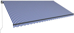 vidaXL - Luifel - handmatig - uittrekbaar - met - LED - 600x300 - cm - blauw - en - wit