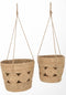 J-Line Set Van 2 Mand Rond Hangend Met Motief Riet Naturel