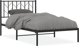 vidaXL - Bedframe - met - hoofdbord - metaal - zwart - 100x190 - cm