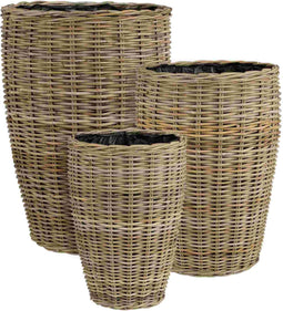 Mica Decorations Mand Marcia - 48x48x70 cm - Rotan - Grijs - Set van 3