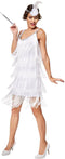 dressforfun Charleston Diva - Vrouwenkostuum - Franjejurk met Haarband en Veer - Wit - Maat L