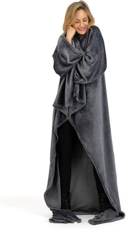 O'Daddy - Fleece deken - Cuddle Blanket met mouwen - Grijs (1 stuk)