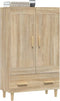 vidaXL - Hoge - kast - 70x31x115 - cm - bewerkt - hout - sonoma - eikenkleurig