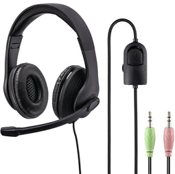 Hama HS-P200 - PC-Office-headset - Beweegbare microfoonarm en mute-knop - Zwart