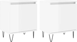 vidaXL - Nachtkastjes - 2 - st - 40x30x50 - cm - bewerkt - hout - hoogglans - wit