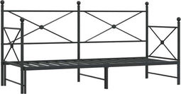 vidaXL - Slaapbank - met - onderschuifbed - zonder - matras - 75x190cm - staal - zwart