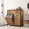 Eugad Badkamerkast - Badkamerkast met wasmand en 2 lades - Licht eiken en zwart - 72,5 x 34 x 80 cm