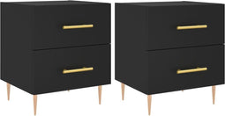 vidaXL - Nachtkastjes - 2 - st - 40x35x47,5 - cm - bewerkt - hout - zwart