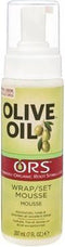 ORS Olive Oil Hold & Shine Wrap Set Mousse 207 ml - Versterkt met Collageen, Panthenol en Olijfolie voor Gezond, Gehydrateerd en Glanzend Haar, Biedt Langdurige Hold zonder Plakkerigheid