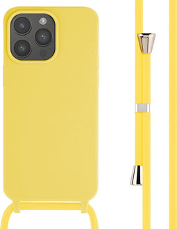 iMoshion Hoesje Geschikt voor iPhone 15 Pro Max Hoesje Met Koord - iMoshion Siliconen hoesje met koord - Geel