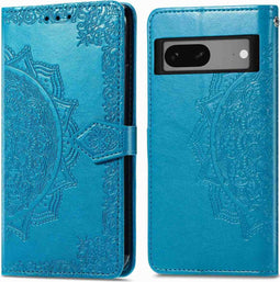 iMoshion Hoesje Geschikt voor Google Pixel 7 Hoesje Met Pasjeshouder - iMoshion Mandala Bookcase - Turquoise
