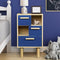 Opslag met 2 deuren - blauw dennenhout - lila