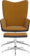vidaXL Relaxstoel met voetenbank fluweel en PVC bruin