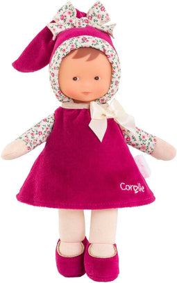 Corolle Miss - Doudou Pop - Donkerroze jurkje met gebloemde details - 25 cm