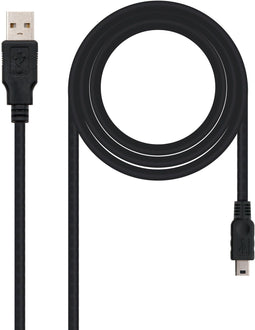Nanocable 10.01.0402 - USB A naar USB 2.0 mini - 180 cm - Zwart