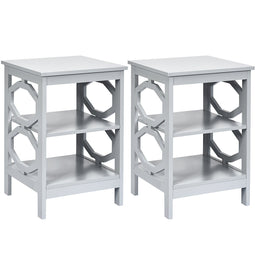 Coast 2er set nachtkastje oo-vormige bijzettafel met 3 niveau salontafel 40 x 40 x 61 cm grijs