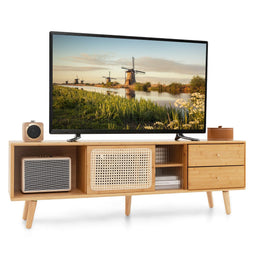 Coast Bamboe TV-Meubel voor TV’s tot 65 Inch 2-In-1 TV-Kast & Opbergkast Lengte 140 cm Klein Kastje