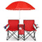 Coast Campingstoel 2-Zits met Parasol - Vissersstoel - Max. 100 kg per stoel - 160 x 55 x 85 cm - Ro