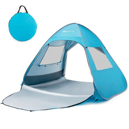 Coast draagbare pop-up strandtent met dragerzak UPF50+ Sun Protection voor 2-4 personen blauw