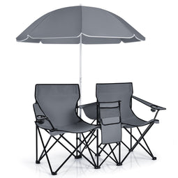 Coast Dubbele Vissersstoel met Parasol - Max. 120 kg - 161 x 55 x 85 cm - Grijs